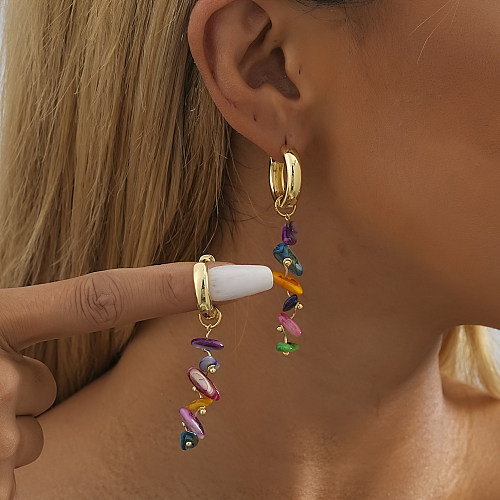 1 Paar süße Streetwear-Ohrringe mit geometrischer Beschichtung aus Naturstein und Kupfer
