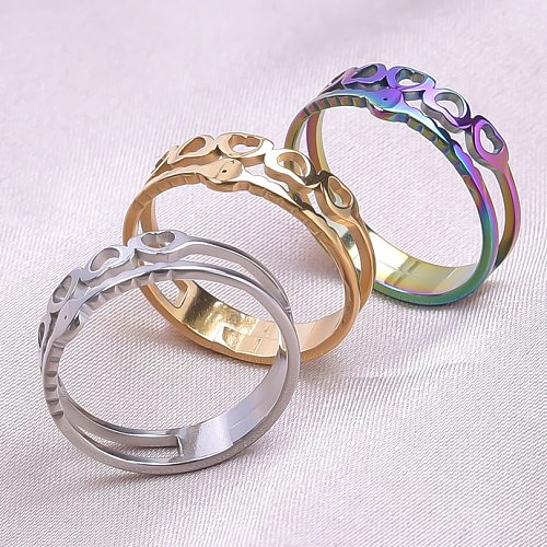 Großhandel Streetwear Herzförmiger offener Ring aus Edelstahl