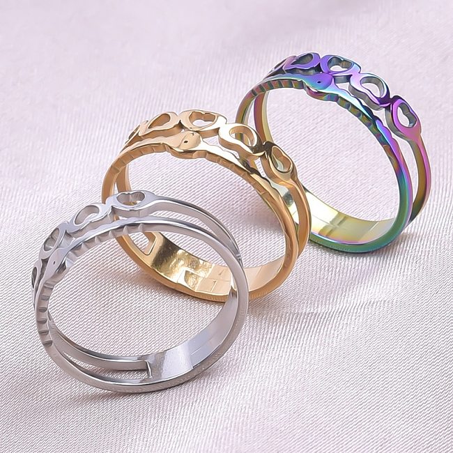 Wholesale Streetwear Heart Shape Stainless Steel Open Ring