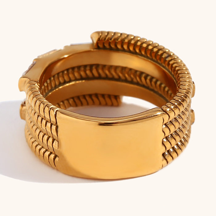 Anéis de chapeamento de aço inoxidável de cor sólida geométrica estilo vintage
