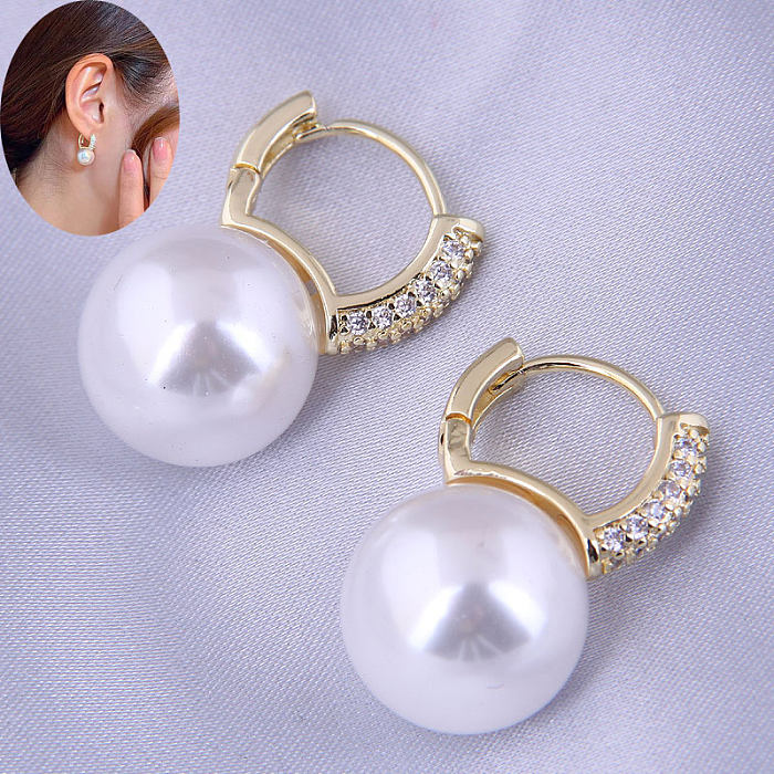 Boucle d'oreille en cuivre avec perles simples, nouvelle mode tendance, vente en gros