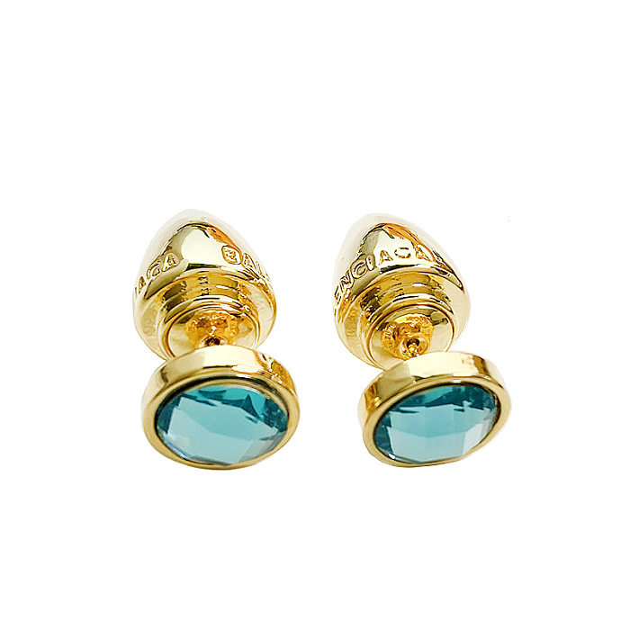 1 Pair Simple Style Round Inlay Copper Zircon Ear Studs