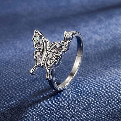 Retro Butterfly Copper Inlay Zircon Rings