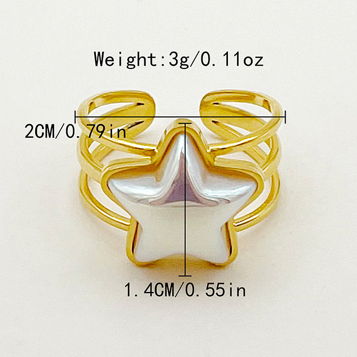 Wholesale Elegant Cute Star Stainless Steel Plating Inlay Gold Plated Pearl Open Rings