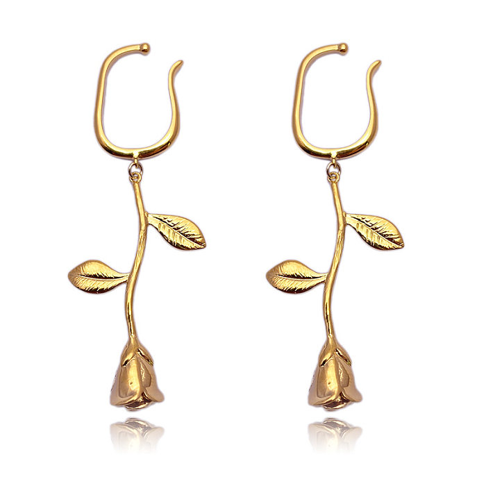 1 Piece Simple Style Flower Copper Plating Earrings