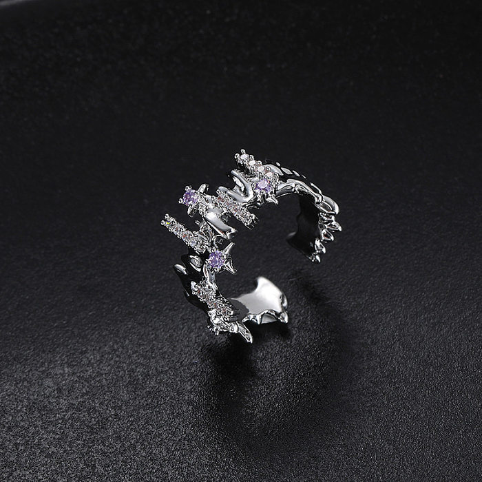 Collar de pendientes de anillos de diamantes de imitación con incrustaciones de cobre de color sólido de estilo simple