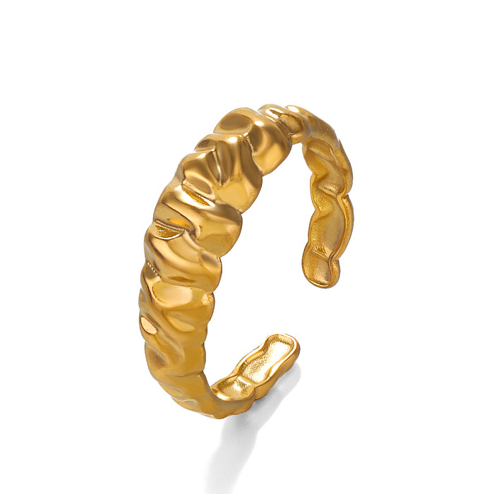 Hip-Hop-offene Ringe aus einfarbigem Edelstahl mit 18-Karat-Vergoldung