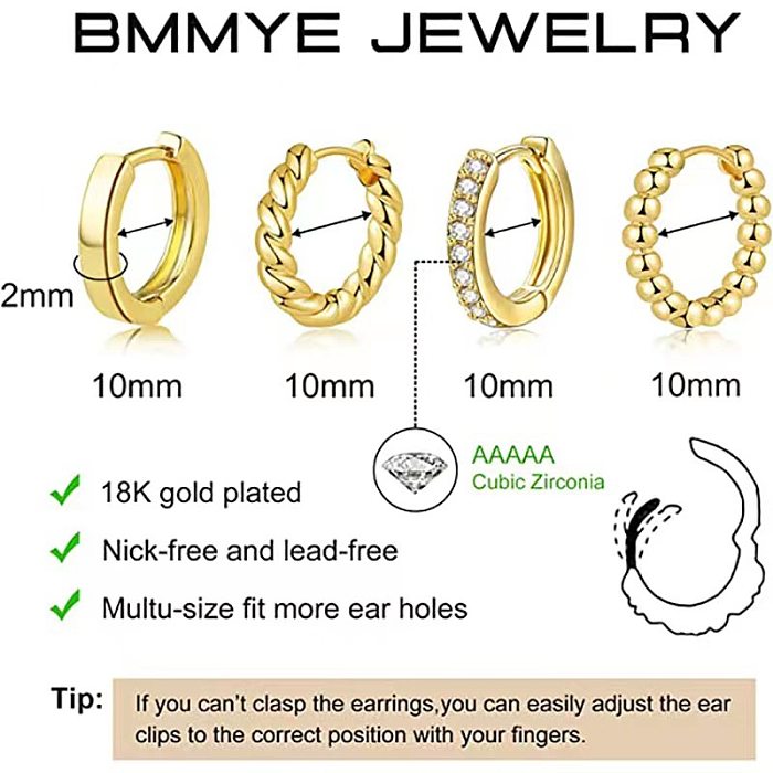 1 Pair Luxurious Solid Color Plating Inlay Copper Rhinestones 18K Gold Plated Earrings