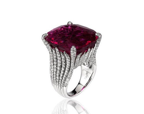 Anéis de pedras preciosas artificiais com embutimento geométrico luxuoso de latão