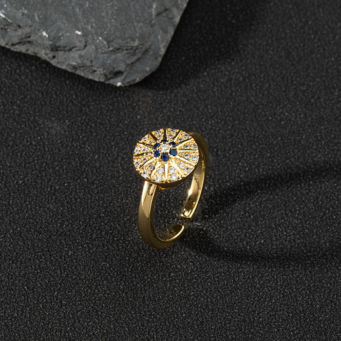 Fashion Eye Butterfly Copper Inlay Zircon Open Ring 1 Piece