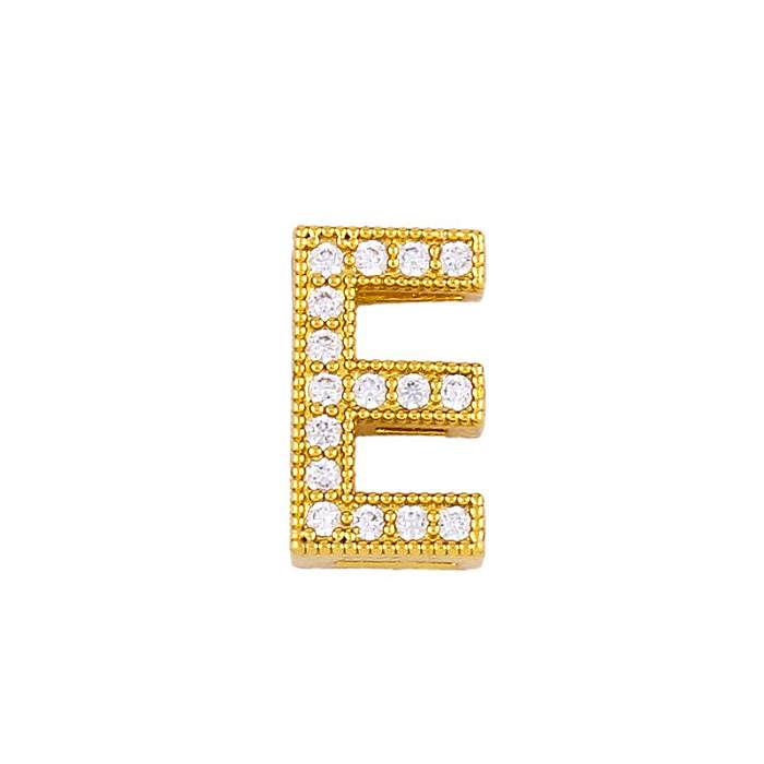 Colar de zircão banhado a ouro com letras da moda