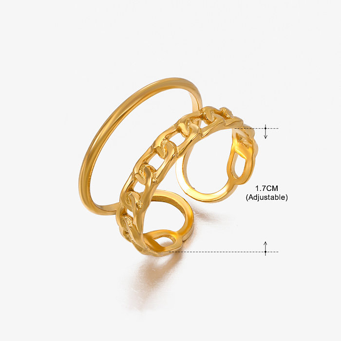 Geometrische, einfarbige, offene Ringe im Vintage-Stil mit Edelstahlbeschichtung