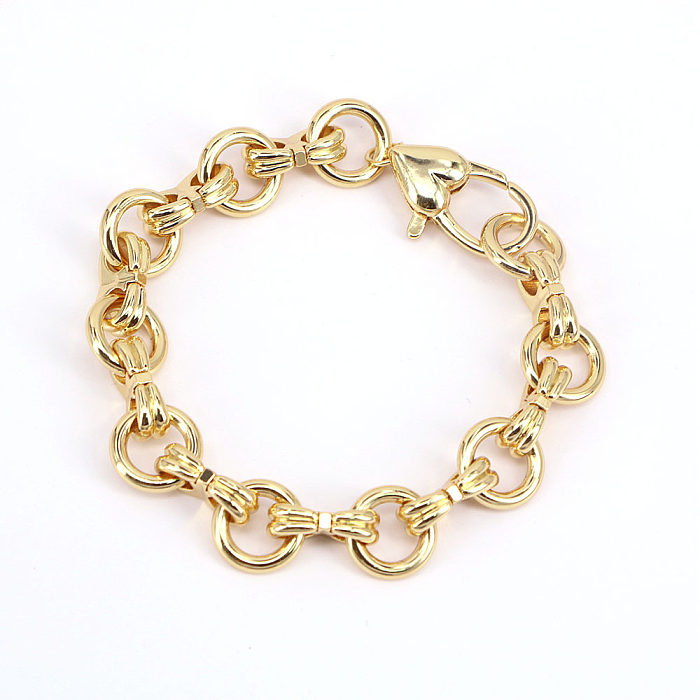Nouveau Bracelet en cuivre plaqué or 18 carats avec chaîne épaisse avec boucle
