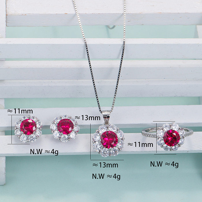 Conjunto de joias femininas com gema redonda de cobre doce