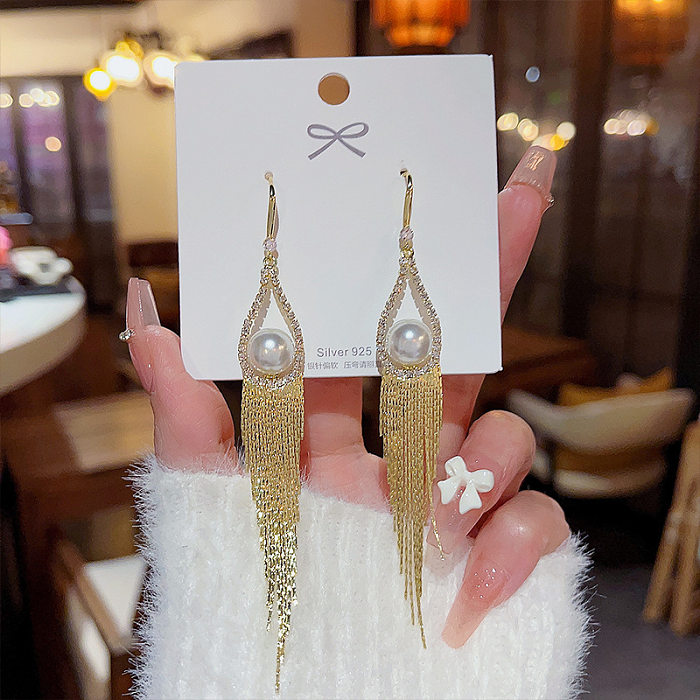 Fashion Heart Shape Bow Knot Copper Inlay Zircon Drop Earrings 1 Pair