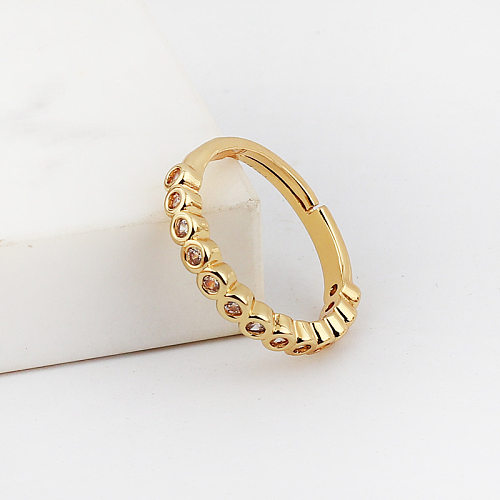 Retro Star Copper Gold Plated Criss Cross Zircon Rings 1 Piece