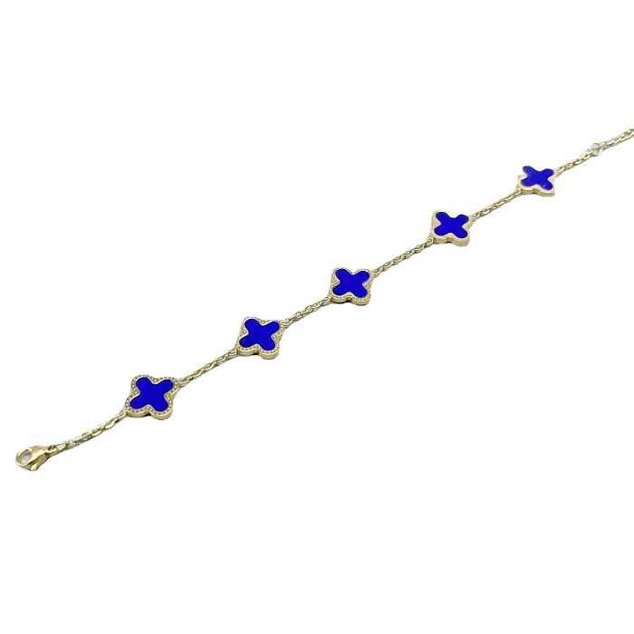 Collier de bracelets plaqués or 18 carats avec incrustation de placage d'acier et de titane de fleur de style simple