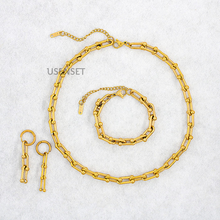 INS Style Solid Color Stainless Steel Plating Chain Bracelets Earrings Necklace