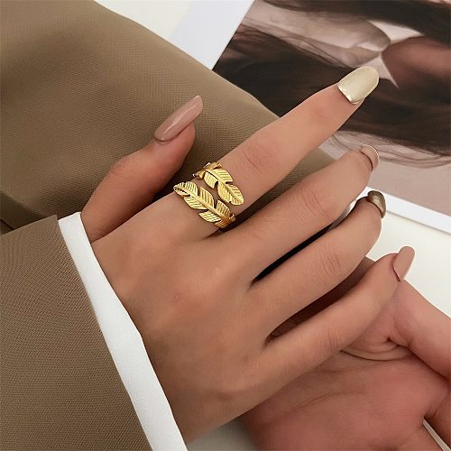 Simple Style Leaves Copper Open Ring 1 Piece