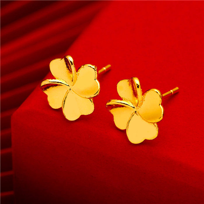 Simple Style Flower Brass Gold Plated Earrings 1 Pair