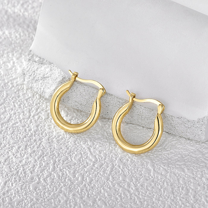 1 Pair Modern Style Simple Style Solid Color Plating Copper 18K Gold Plated Earrings