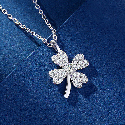 1 Piece Fashion Four Leaf Clover Copper Inlay Zircon Pendant Necklace