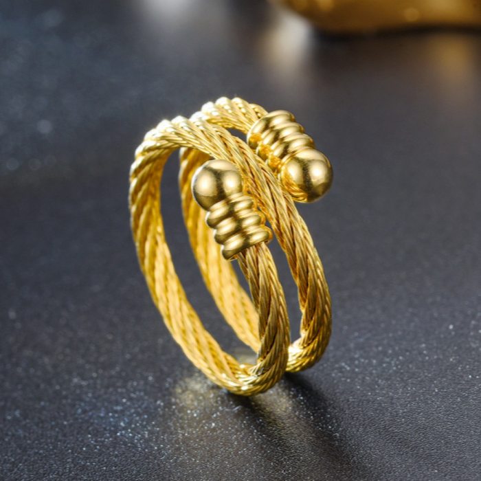 Nuevo anillo ajustable de acero de titanio Anillo de pareja anudado trenzado coreano