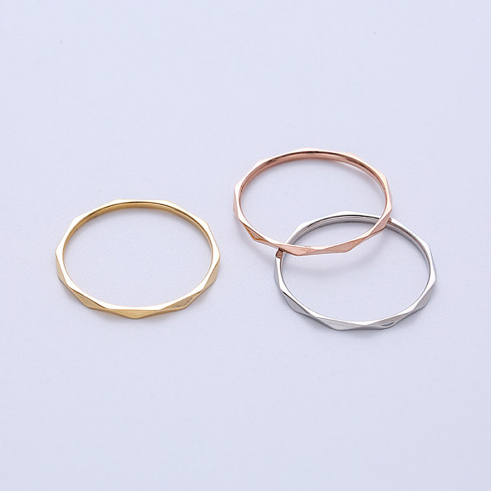 Simple Style Solid Color Stainless Steel Rings Plating Stainless Steel Rings