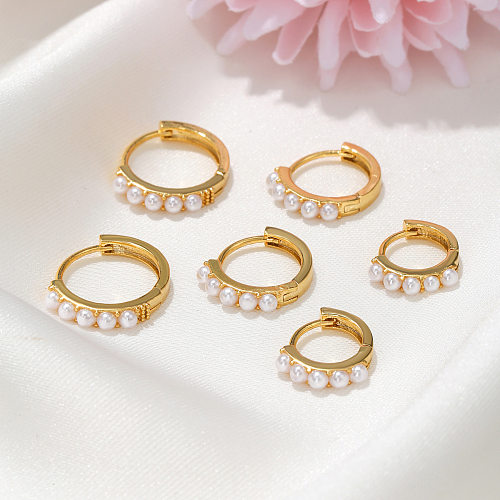 Fashion Geometric Brass Earrings Pearl Copper Earrings