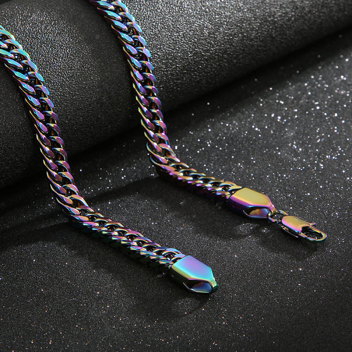 Conjunto de joias de aço titânio de cor sólida streetwear