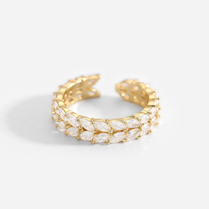 Offener Ring aus 18 Karat Vakuumgalvanik-Goldmessing mit vollem Zirkon