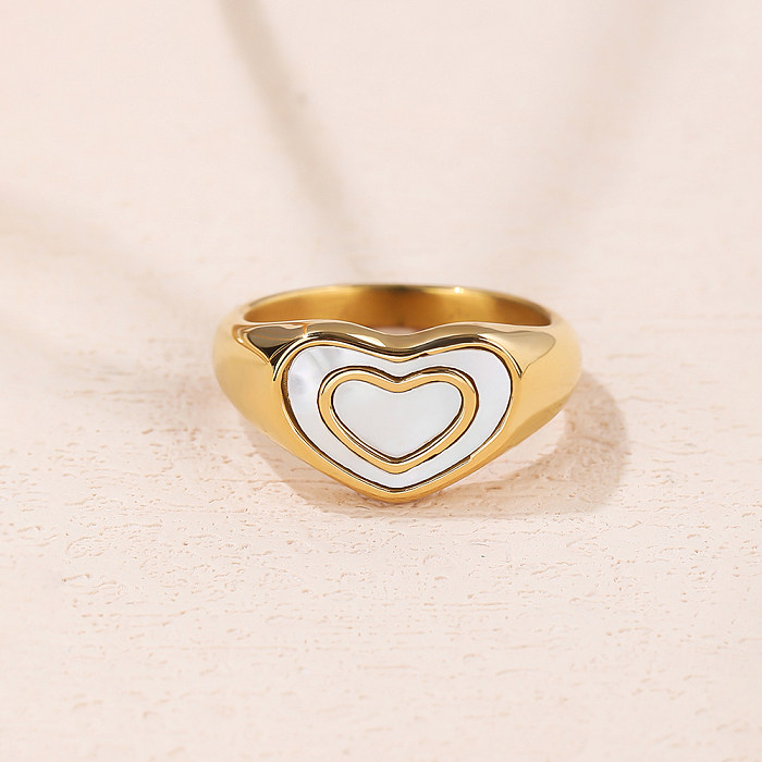 Fashion Heart Shape Titanium Steel Rings Plating Shell Stainless Steel Rings