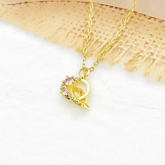 Modern Style Heart Shape Key Copper Plating Inlay Zircon Pendant Necklace