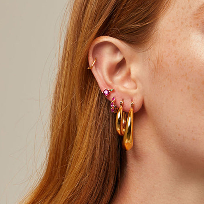 Retro Waves Copper Earrings Plating Inlay Rhinestones Copper Earrings