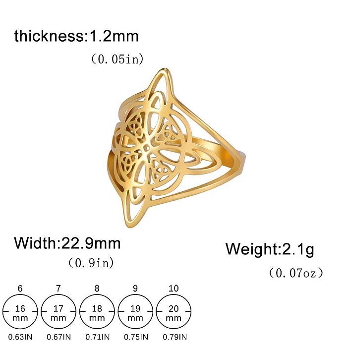 Wholesale Simple Style Witch Knot Solid Color Titanium Steel Plating Hollow Out Rings