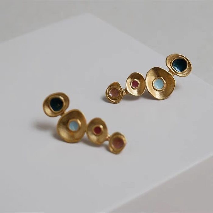 1 Pair Simple Style Commute Round Copper Plating Gold Plated Drop Earrings