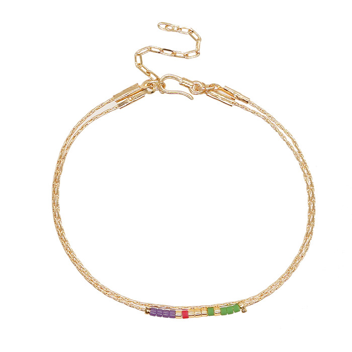 Elegante schlichte Farbblock-Armbänder aus Glas und Kupferperlen