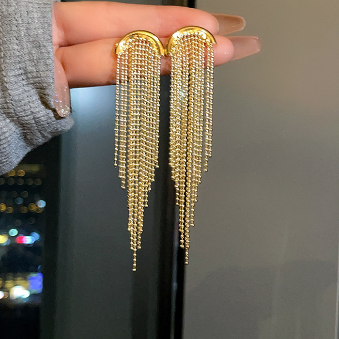 1 Pair Korean Style Tassel Copper Drop Earrings