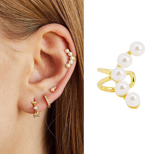 Nouveau Clips d'oreilles en perles d'eau douce, galvanoplastie en cuivre, boucles d'oreilles