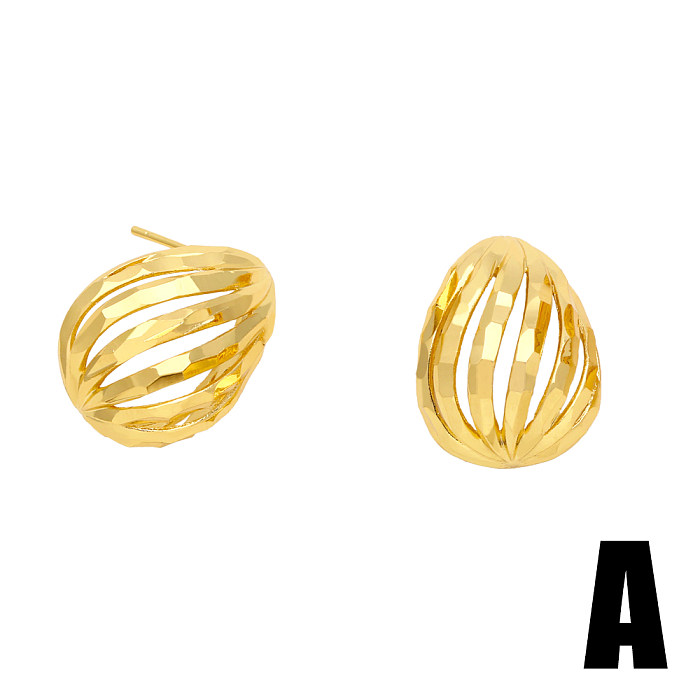 1 Pair Retro Classic Style Geometric Plating Copper 18K Gold Plated Ear Studs