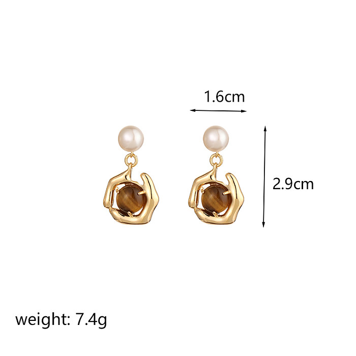 1 Pair Simple Style Roman Style British Style Solid Color Plating Copper 18K Gold Plated Drop Earrings