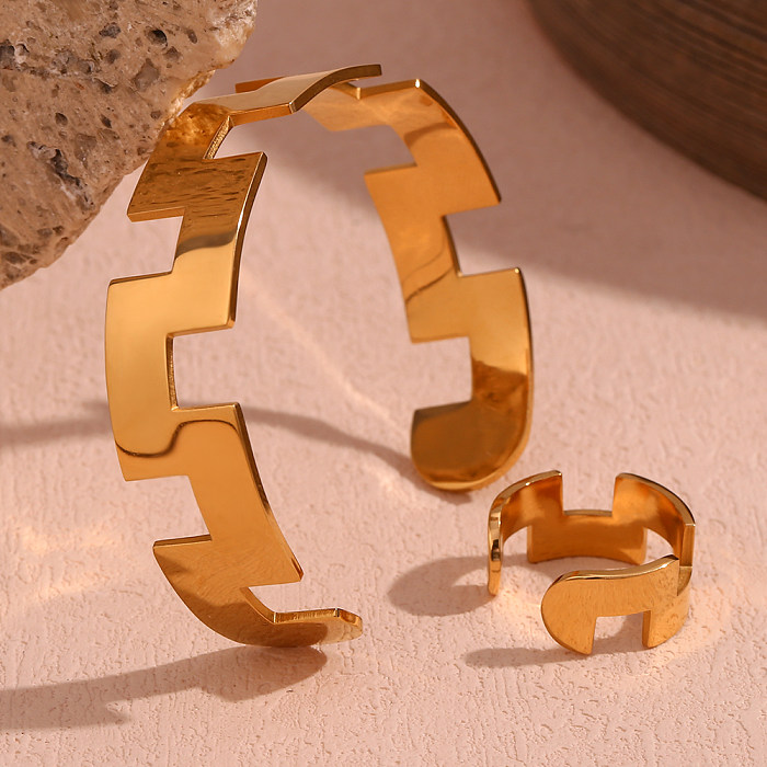 Bracelets plaqués or 18 carats en acier inoxydable de couleur unie de style simple