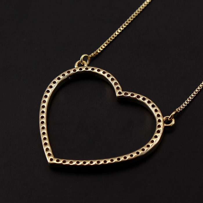 IG Style Basic Simple Style Herzförmige Kupfer-vergoldete Zirkon-Halskette in großen Mengen