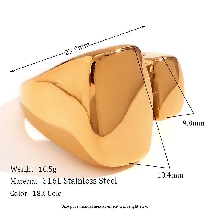 Vintage Style Classic Style Solid Color Stainless Steel Asymmetrical Plating 18K Gold Plated Rings