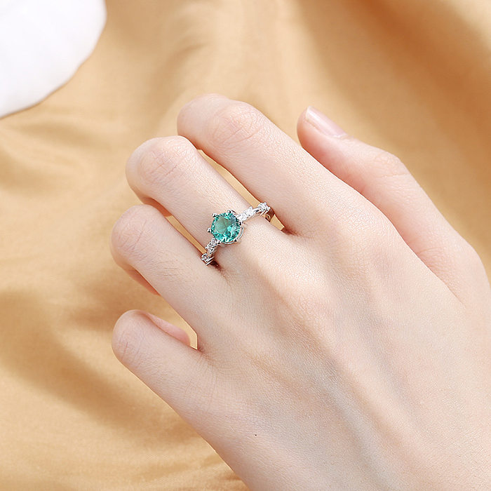 1 Piece Simple Style Round Copper Inlay Zircon Open Ring