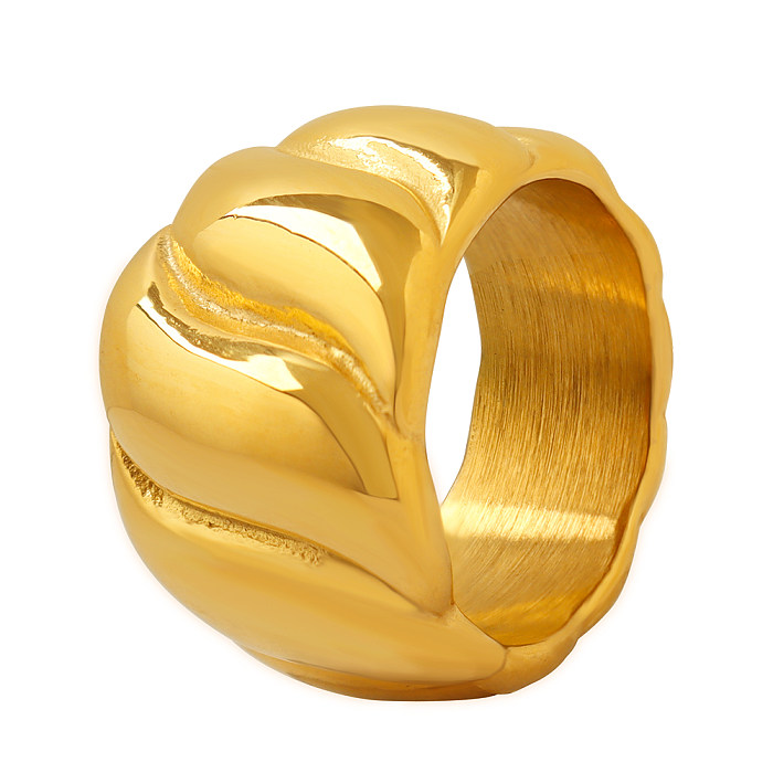 Hip-Hop Modern Style Simple Style Solid Color Titanium Steel Plating 18K Gold Plated Rings