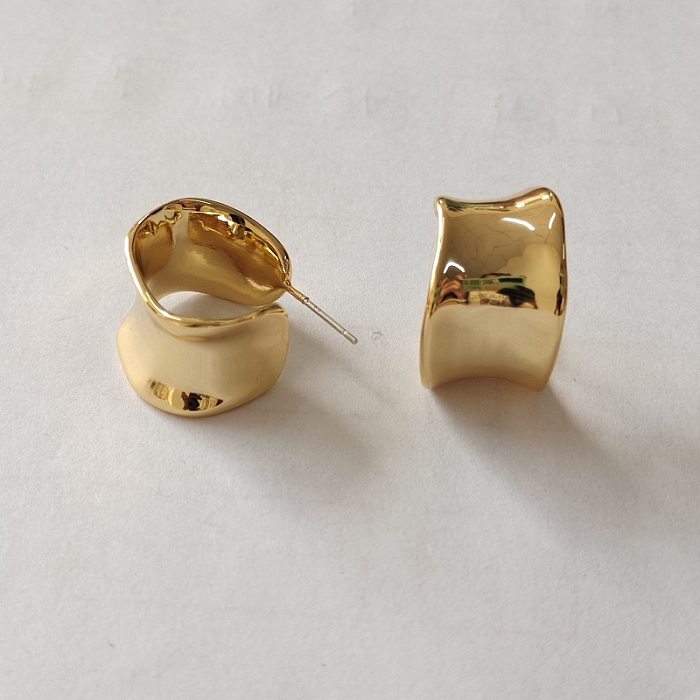 Matsumoto Huinai Ohrringe im gleichen Stil, unregelmäßig, breite Oberfläche, C-Typ-Ohrring, glänzend, japanisches S925-Silber, Ohrstecker, Ohrringe für Damen