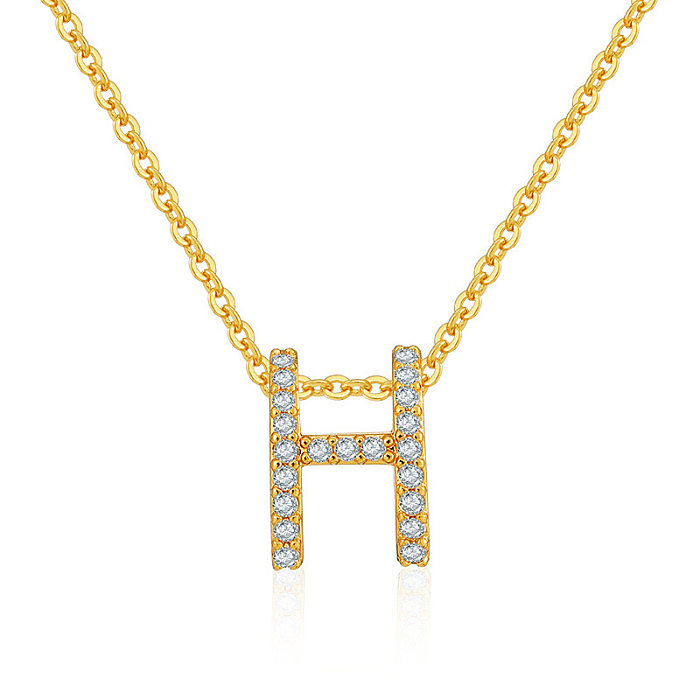 Simple Style Cross Copper Inlay Rhinestones Pendant Necklace