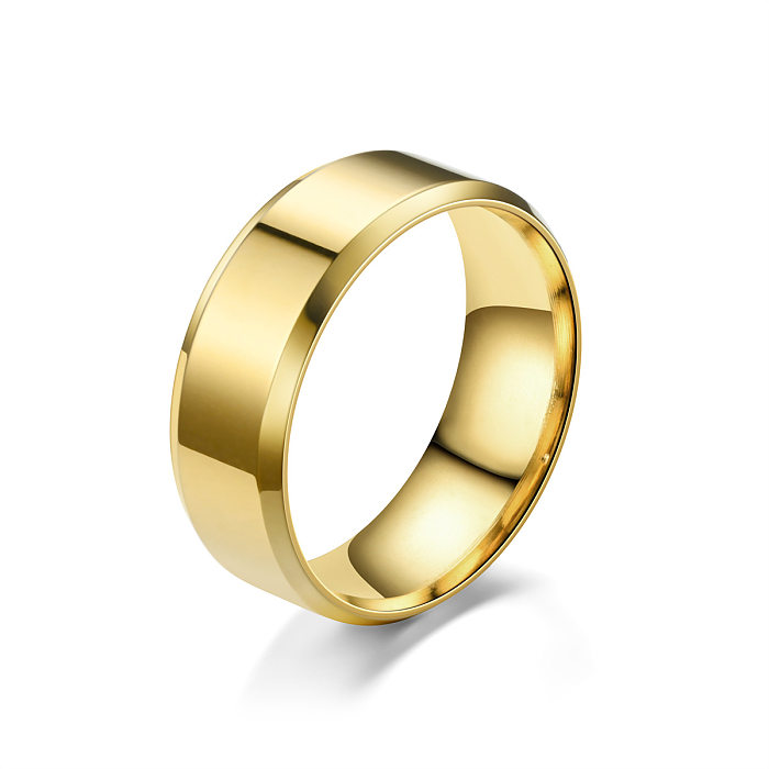 Anéis de aço inoxidável de cor sólida da moda Anéis de aço inoxidável de metal