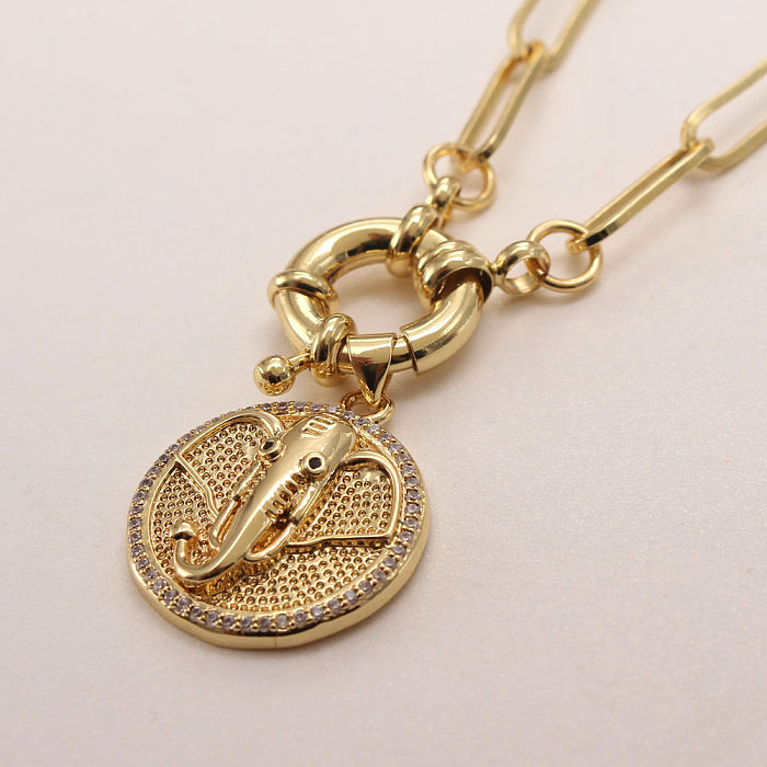 Vintage Style Round Copper Gold Plated Zircon Layered Necklaces In Bulk